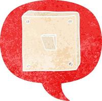 cartoon light switch and speech bubble in retro textured style vector