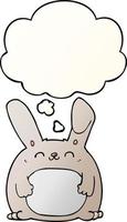 cartoon rabbit and thought bubble in smooth gradient style vector