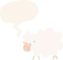 cartoon sheep and speech bubble in retro style vector