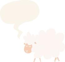 cartoon sheep and speech bubble in retro style vector