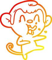 warm gradient line drawing crazy cartoon monkey dancing vector