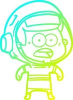 cold gradient line drawing cartoon surprised astronaut vector