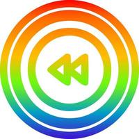 rewind button circular in rainbow spectrum vector