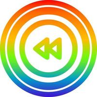 rewind button circular in rainbow spectrum vector