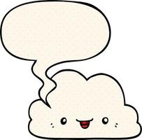 cute cartoon cloud and speech bubble in comic book style vector