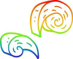 rainbow gradient line drawing cartoon decorative spiral element vector