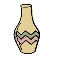 Doodle flower vase sticker with pattern vector