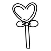 Doodle sticker sweet heart shaped lollipop with bow vector