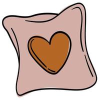 Doodle sticker of a cute pillow with a heart vector