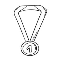 Doodle sticker medal for first place vector