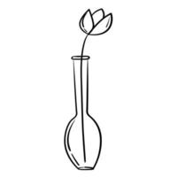 Doodle glass vase sticker with tulip vector