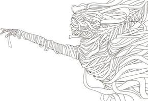 illustration of woman with bandage drawing with line-art on white background. vector