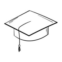 Doodle sticker traditional graduation hat vector