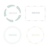 collection set of cute, pastel lace border frame line, text box, banner in circle and square shape, flat design vector illustration