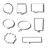 collection set of blank pop art half tone polka dot speech bubble balloon, think, speak, talk, text box, banner, flat, design, vector illustration