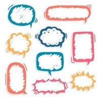 collection set of hand drawing frame border, blank speech bubble balloon, think, speak, talk, text box, banner, flat, design, vector illustration