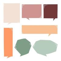 collection set of hand drawn line frame border,blank speech bubble balloon orange,pink,red and green pastel color, think, speak, talk, text box, banner, flat design vector illustration