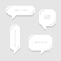 conjunto de colección de retro 8 bit pixel dulce lindo globo de burbuja de voz de color blanco y negro pensar, hablar, hablar, plantilla, arte, plano, diseño, vector, ilustración cuadro de texto banner marco signo vector