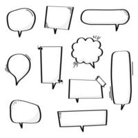 collection set of blank hand drawing speech bubble balloon with quotation marks, think speak talk text box, banner, flat vector illustration design