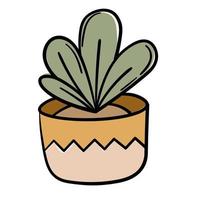 Doodle sticker cute houseplant in a pot vector