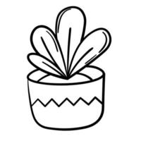 Doodle sticker cute houseplant in a pot vector