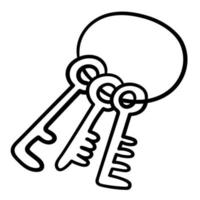 Doodle sticker bunch of old keys vector