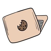 Doodle sticker computer for work from home vector