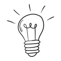 Doodle sticker with a picture of a simple light bulb vector