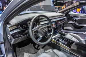 FRANKFURT, GERMANY - SEPT 2019 interior of AUDI A8, IAA International Motor Show Auto Exhibtion photo