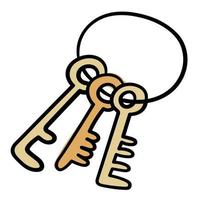 Doodle sticker bunch of old keys vector