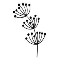 Doodle branch, cute and unusual leaves, can be used to decorate postcards, business cards or as a design element vector