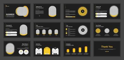 conjunto de plantillas de infografía de presentación de negocios. utilícelo para el fondo de la presentación principal, el control deslizante del sitio web, la portada del folleto, la página de inicio, el folleto del informe anual, la plantilla de perfil de la empresa. vector