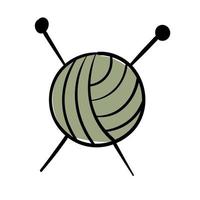 Doodle sticker ball of yarn for knitting vector