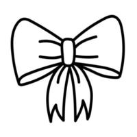 Doodle sticker of a festive ribbon tied in a bow vector