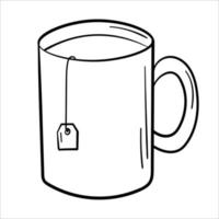 Doodle sticker with a cup of tea vector