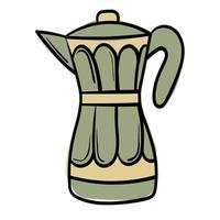 Doodle sticker with geyser coffee maker vector