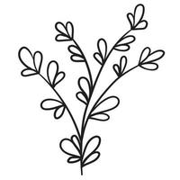 Doodle branch, cute and unusual leaves, can be used to decorate postcards, business cards or as a design element vector