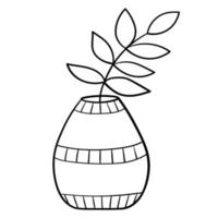 Doodle flowers in a vase of an unusual shape, indoor plants vector