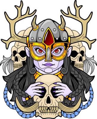 mythological norse goddess of death Hel, illustration design
