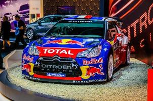 MOSCOW, RUSSIA - AUG 2012 CITROEN DS3 WRC presented as world premiere at the 16th MIAS Moscow International Automobile Salon on August 30, 2012 in Moscow, Russia photo