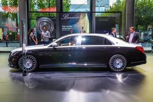 FRANKFURT, GERMANY - SEPT 2019 white black MERCEDES-MAYBACH S 560 4MATIC, IAA International Motor Show Auto Exhibtion photo