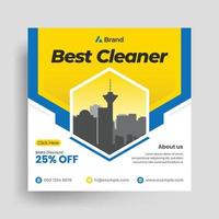 Cleaning service social media post template, Home cleaning business web banner vector