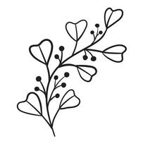 Doodle branch, cute and unusual leaves, can be used to decorate postcards, business cards or as a design element vector