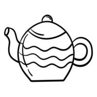 Doodle sticker kettle with hot drink vector