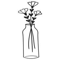 flores de fideos en un jarrón de forma inusual, plantas de interior vector