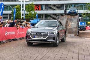 FRANKFURT, GERMANY - SEPT 2019 silver gray AUDI Q8 in test site, IAA International Motor Show Auto Exhibtion photo