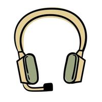 Doodle pegatina auriculares para música vector