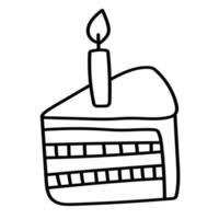 Doodle sticker with cute birthday cake vector