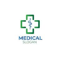 Cross medical with heart shape outline illustration for logo template design. vector