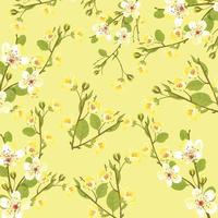 Botanical design for printing. Endless repeatable floral backdrop on yellow background. Hand drawn detailed vector illustration